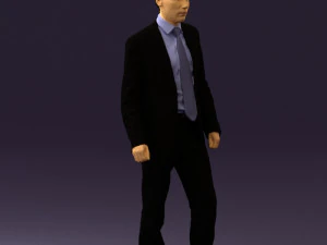 man in opened black suit 0569 3D Model