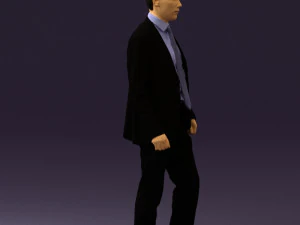 man in opened black suit 0569 3D Model