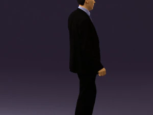 man in opened black suit 0569 3D Model