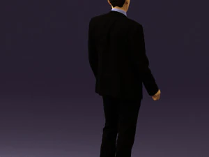 man in opened black suit 0569 3D Model