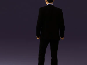 man in opened black suit 0569 3D Model