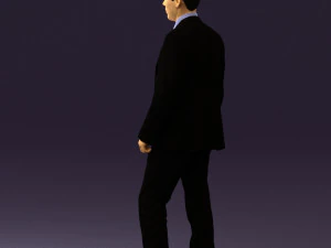 man in opened black suit 0569 3D Model