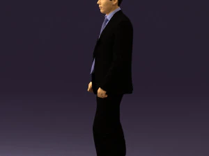 man in opened black suit 0569 3D Model