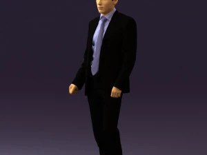man in opened black suit 0569 3D Model