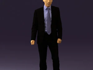 man in opened black suit 0569 3D Model