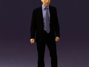 man in opened black suit 0569 3D Model