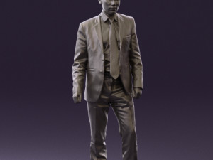 man in opened black suit 0569 3D 모델