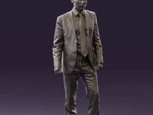 man in opened black suit 0569 3D Model