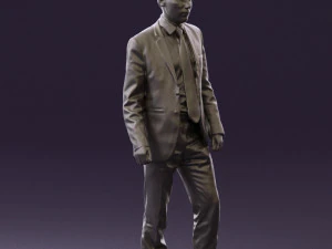 man in opened black suit 0569 3D Model