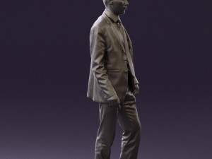 man in opened black suit 0569 3D 모델