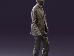 man in opened black suit 0569 3D Model