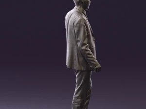 man in opened black suit 0569 3D Model