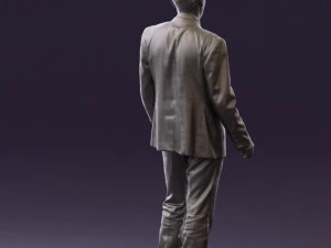 man in opened black suit 0569 3D Model