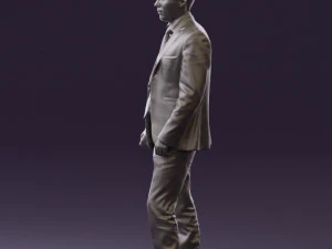 man in opened black suit 0569 3D Model