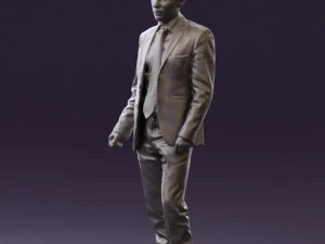 man in opened black suit 0569 3D Model