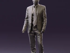 man in opened black suit 0569 3D Model