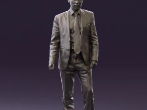 man in opened black suit 0569 3D Model