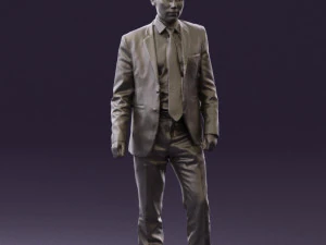 man in opened black suit 0569 3D Model