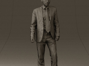 man in opened black suit 0569 3D 모델