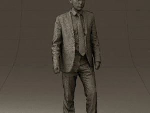 man in opened black suit 0569 3D Model