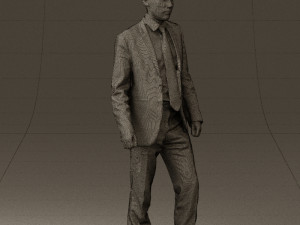 man in opened black suit 0569 3D 모델