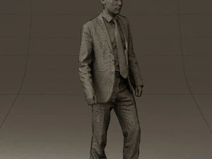 man in opened black suit 0569 3D Model
