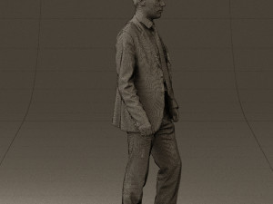 man in opened black suit 0569 3D 모델