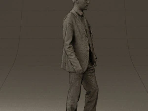 man in opened black suit 0569 3D Model