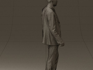 man in opened black suit 0569 3D 모델