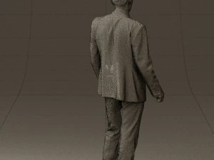 man in opened black suit 0569 3D Model