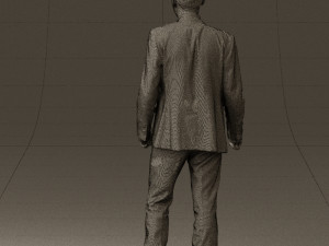 man in opened black suit 0569 3D 모델