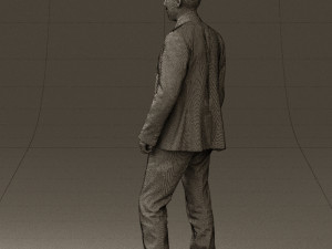 man in opened black suit 0569 3D 모델