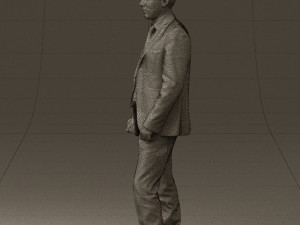 man in opened black suit 0569 3D 모델
