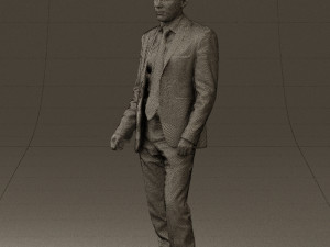 man in opened black suit 0569 3D 모델