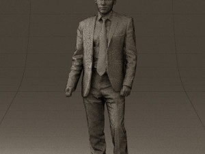 man in opened black suit 0569 3D 모델