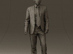 man in opened black suit 0569 3D 모델