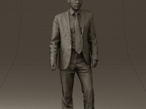 man in opened black suit 0569 3D 모델