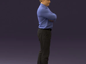 man in suit gray pants blue top 0578 3D Model