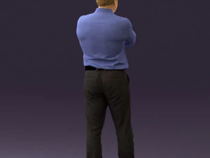 man in suit gray pants blue top 0578 3D Model