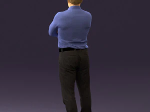 man in suit gray pants blue top 0578 3D Model