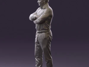 man in suit gray pants blue top 0578 3D Model