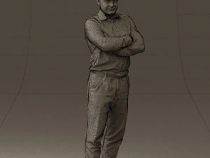 man in suit gray pants blue top 0578 3D Model