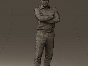 man in suit gray pants blue top 0578 3D Model