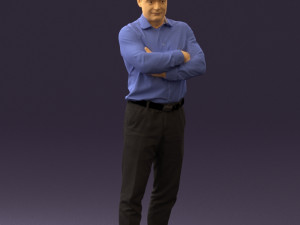 man in suit gray pants blue top 0578 3D Print Model