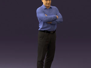 man in suit gray pants blue top 0578 3D Print Model