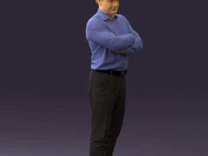 man in suit gray pants blue top 0578 3D Print Model