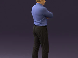 man in suit gray pants blue top 0578 3D Print Model