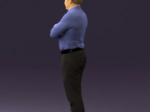 man in suit gray pants blue top 0578 3D Print Model