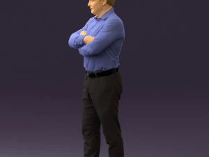 man in suit gray pants blue top 0578 3D Print Model