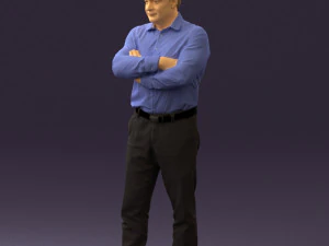 man in suit gray pants blue top 0578 3D Print Model